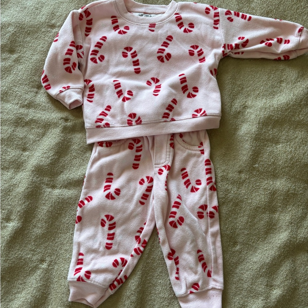 Carter's Pink and Red Candy Cane Kids Pajama Set